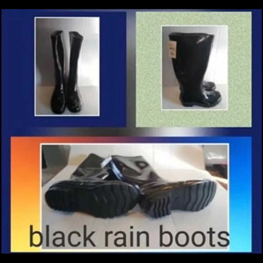 Black rain boots